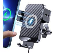MOKPR Car Phone Holder Wireless Charger, 15W Wireless Car Charger, Auto-Clamping Car Phone Holder Charger Air Vent Mount Compatible for iPhone 17/16/15/14/13/12, Samsung S26/S25/S24/S23（Black）