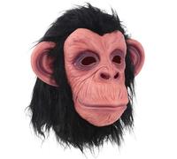 MOKRY PARTY Monkey Mask Latex Full Head Animal Black Chimp Mask for Halloween Costume Party, Large