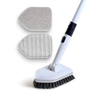 Moku Home Shower Scrubber 3 in 1 Extendable Long Handle 58" Cleaning Brush - Non Scratch Shower Brush for Cleaning Bathroom Kitchen Toilet Wall Tub Tile Sink (Gray)