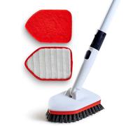 Moku Home Shower Scrubber 3 in 1 Extendable Long Handle 58" Cleaning Brush - Non Scratch Shower Brush for Cleaning Bathroom Kitchen Toilet Wall Tub Tile Sink (Red)