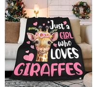Mokukenren Just A Girl Who Loves Giraffes Blanket Lightweight Cozy Flannel Fleece Throw Blanket Best Gift Home Decor for Bed Couch Outdoor Camping 60"x50" M for Teens