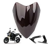 Mokuo Dark Brown Nearly Black Motorcycle Windshield Fit for Honda grom MSX125 2013-2016 Windscreen Come with Mounting Bracket Blue Installation Clips