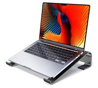 MOKURU Laptop Riser for Desk - Aluminum Ergonomic Computer Stand for Laptop Cooling - Compatible with MacBook Pro/Air, Dell, HP, Lenovo, 10-17.3'', Black