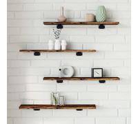 Mokuyard Wall Shelves 4 pcs Smoked Oak 60x10x1.5 cm Engineered Wood Modern Floating Wall Shelf Bookshelf for Living Room Display, Bedroom, Office Storage