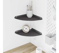 Mokuyary 2 Piece Black Wall Shelf with Shelf 24 x 24 x 2 cm for Bookcases, Kitchen Shelves, Courtyard Walls, Garden Shelves