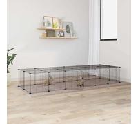 Mokuyary 28-Piece Pet Cage with Gate Black 35 x 35 cm Steel Rabbit Hutch Rabbit Cage Small Animal Cage Rabbit House Chicken Coop Guinea Pig Hutch