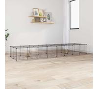Mokuyary 36-Piece Pet Cage with Gate Black 35 x 35 cm Steel Rabbit Hutch Rabbit Cage Small Animal Cage Rabbit House Chicken Coop Guinea Pig Hutch