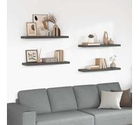 Mokuyary 4 Piece Floating Wall Shelf, Glossy Grey, 90 x 23.5 x 3.8 cm, MDF for Bookcases, Kitchen Shelves, Courtyard Walls, Garden Shelves