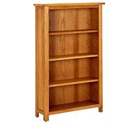 Mokuyary 4-Tier Bookcase Book Cabinet Living Room Office Storage Shelving Unit Display Shelves 70x22x110 cm Solid Oak Wood