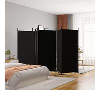 Mokuyary 5-Panel Room Divider Black 433x180 cm Fabric Folding Privacy Screen Wall Dividers, Privacy Screen Freestanding Room Divider