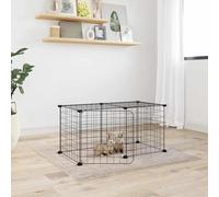 Mokuyary 8-Piece Pet Cage with Gate Black 35 x 35 cm Steel Rabbit Hutch Rabbit Cage Small Animal Cage Rabbit House Chicken Coop Guinea Pig Hutch for Garden Hinterho