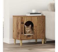 Mokuyary Ancient Wood Cat House 51 x 30 x 52 cm Engineered Wood Kennel Shelter Protective Box for Cats, Pets -B