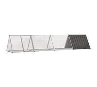 Mokuyary Anthracite Hutch 403 x 80.5 x 71 cm Galvanised Steel Hutch Cage Enclosure for Rabbits Small Animals