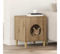Mokuyary Artisan Oak Cat House 42.5 x 40 x 53 cm Protective Box for Cats, Pets