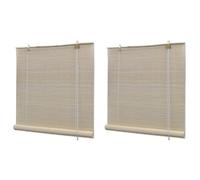 Mokuyary Bamboo Roller Blinds 2 pcs 120x160 cm Natural Roller Blind easy to assemble for Window and Door