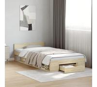 Mokuyary Bed Frame with Drawer Sonoma Oak 90 x 190 cm Wood Material Available in Various Sizes and Colours, Suitable for Guest Room, Bedroom and Bed Frames for Teenagers and Children