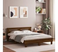 Mokuyary Bed Frame with Headboard Brown Oak Look 150 x 200 cm Available in Various Sizes and Colours, Suitable for Guest Room, Bedroom and Bed Frames for Teenagers and Children