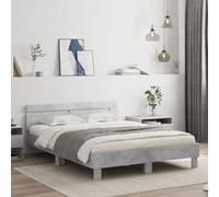 Mokuyary Bed Frame with Headboard Concrete Grey 150 x 200 cm Wood Material Available in Various Sizes and Colours, Suitable for Guest Room, Bedroom and Bed Frames for Teenagers and Children