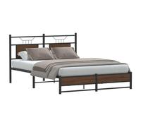 Mokuyary Bed Frame without Mattress Oak Brown 140 x 200 cm, Platform Bed with Slats Support Easy Assembly for Bedroom, Adults