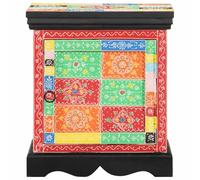 Mokuyary Bedside Cabinet Multicolour 40x35x45 cm Solid Wood Mango Modern Nightstand,Storage Side Table for Living Room and Bedroom