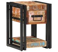 Mokuyary Bedside Table, Set of 2, Multi-Colour, 30 x 30 x 40 cm, Solid Reclaimed Wood Side Table, Bedside Cabinet, Bedside Cabinet, Bedside Cabinet for Bedroom