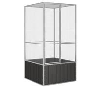 Mokuyary Bird Cage Anthracite 111 x 107 x 211.5 cm Galvanised Steel, Outdoor Aviary Cage for Birds, Canaries, Finches, Parakeets, Lovebirds