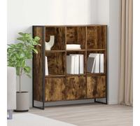 Mokuyary Bookcase, 2 pieces, smoky charbe, 99.5 x 30 x 108 cm, wood material shelf, open storage shelf, standing shelf, for living room, home office, dining room