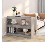Mokuyary Bookcase Bookshelf Display Shelving Unit Living Room Bedroom Office Storage Solutions Book Cabinet Grey Sonoma 100x30x72 cm
