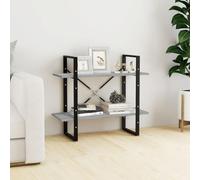 Mokuyary Bookshelf 2-Tier Bookcase Floor Standing Book Shelf Living Room Book Cabinet Book Rack Display Storage Rack Shelving Units for Living Room, Home Office Grey Sonoma 80x30x70 cm Furniture