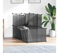 Mokuyary Cage for Small Animals, 142 x 74 x 93 cm, PP and Steel, Cage Hutch Enclosure for Rabbits and Small Animals