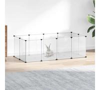 Mokuyary Cage for Small Animals Transparent 144 x 74 x 46.5 cm PP and Steel, Hutch Cage Enclosure for Rabbits and Small Animals