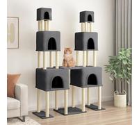 Mokuyary Cat Tree with Scratching Post Sisal Dark Grey 199 cm Indoor Cat Tower for Animals, Bedroom, Living Room