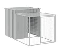 Mokuyary Chicken Cage with Enclosure Light Grey 110 x 201 x 110 cm Galvanised Steel, Outdoor Rabbit Enclosure for Animals, Chicken Coop for Hens and Other Small Animals