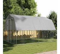 Mokuyary Chicken Cage with Roof and Door, Silver, Galvanized Steel, Rabbit Outdoor Enclosure for Animals, Chicken Coop for Chickens and Other Small Animals -B