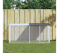 Mokuyary Chicken Cage with Roof Anthracite 203 x 98 x 90 cm Galvanised Steel, Outdoor Rabbit Enclosure for Animals, Chicken Coop for Hens and Other Small Animals -A