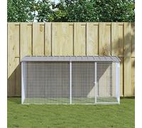 Mokuyary Chicken Cage with Roof Light Grey 203 x 98 x 90 cm Galvanised Steel, Outdoor Rabbit Enclosure for Animals, Chicken Coop for Hens and Other Small Animals