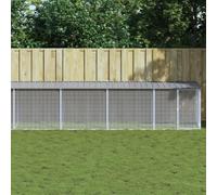 Mokuyary Chicken Cage with Roof Light Grey 803 x 98 x 90 cm Garden | Galvanised steel chicken enclosure, chicken house, small animal hutch, poultry house for chickens, rabbits, small animals