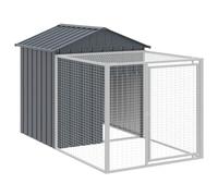 Mokuyary Chicken Cage with Run Anthracite 117 x 201 x 123 cm Garden | Galvanised steel chicken enclosure, chicken house, small animal hutch, poultry house for chickens, rabbits, small animals