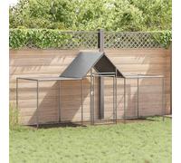 Mokuyary Chicken Coop 3 x 1 x 1.5 m Galvanised Steel, Outdoor Rabbit Enclosure for Animals, Chicken Coop for Hens and Other Small Animals -B