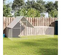 Mokuyary Chicken Coop 4 x 2 x 2 m Galvanised Steel, Outdoor Rabbit Enclosure for Animals, Chicken Coop for Hens and Other Small Animals