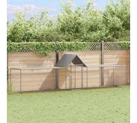 Mokuyary Chicken Coop 5 x 1 x 1.5 m Galvanised Steel Outdoor Rabbit Enclosure for Animals, Chicken Coop for Hens and Other Small Animals -B