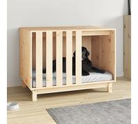 Mokuyary Dog Kennel, 90 x 60 x 67 cm, Solid Pine Wood, Easy to Assemble for Outdoors, Garden, Terrace