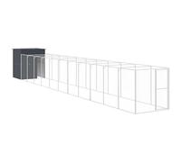 Mokuyary Dog Kennel with Courtyard Anthracite 165 x 1273 x 181 cm Easy to Assemble for Outdoor, Garden, Terrace