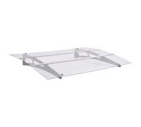 Mokuyary Door Canopy Silver and Transparent 120 x 90 cm Polycarbonate Canopy for Windows, Canopy Front Door Rain and Sun Protection Pent Arch Canopy Door Roof for Entrance Area