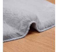 Mokuyary Faux Rabbit Fur Rug Olite Grey 50 x 80 cm Polyester Anti Slip Carpet, robust indoor and outdoor Homeware Rugs Living Room patio and garden