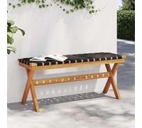 Mokuyary Garden Bench Black Solid Wood Acacia and Fabric Garden Bench Weatherproof Bench for Park, Garden and Patio