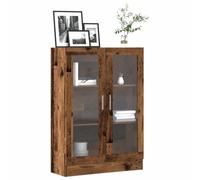 Mokuyary Glass Display Cabinet, Living Room Cabinet, Dining Room Sideboard, Kitchen Sideboard, Office Shelf, with Shelves Doors, Bookcase Aged Engineering Wood, 82.5 x 30.5 x 115 cm