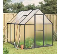 Mokuyary Greenhouse with Aluminium Base Frame Anthracite 224 x 169 x 195 cm Greenhouse Type Garden Shed Cultures Flowers and Vegetables
