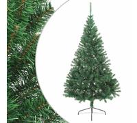 Mokuyary Half Christmas Trees Artificial Pine Tree for Wall with Stand Green 210 cm PVC Indoor Outdoor Decor Space Saving Xmas Decor