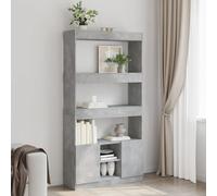 Mokuyary High Sideboard Concrete Grey 92 x 33 x 180 cm Engineered Wood, Sideboard with Storage Cabinet, Side Kitchen Cabinet for Living Room, Bedroom